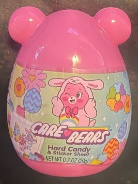 Care Bears Pink Bear Shaped Egg With Hard Candy & Sticker Pack